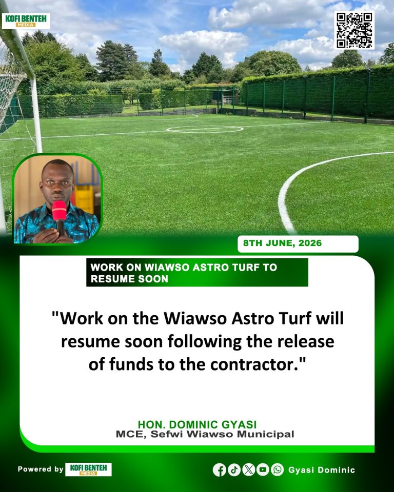 Work on Sefwi Wiawso Astro Turf to Resume Next Week as MCE Assures Residents of Funds Release